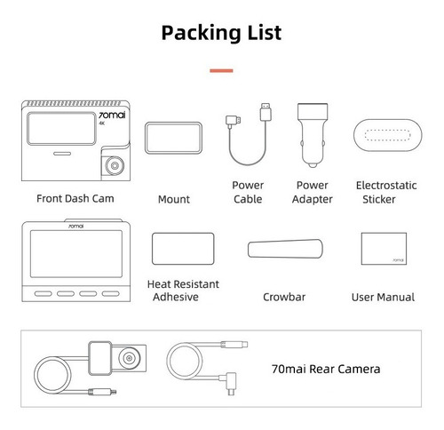 Imagem 10 de 10 de Camera Veicular Automotiva Xiaomi 70mai A800 4k Dual Carro