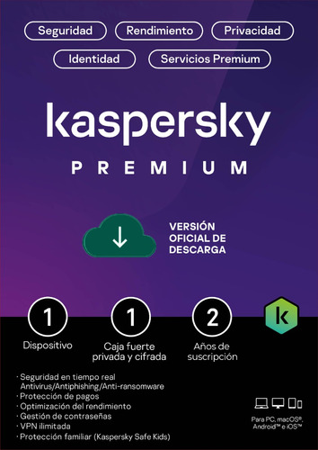 Kaspersky Premium 1 Dispositivo 2 Años