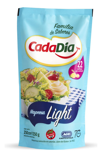 Mayonesa Cada Día Light sin TACC en doypack 250 ml