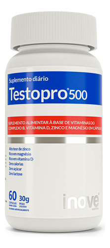 Suplemento em cápsula Inove Nutrition  Testopro 500 sabor  without flavor em pote de 30g 60 un