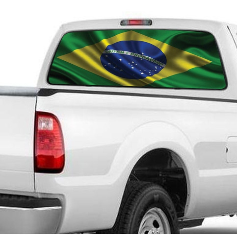 Adesivo Perfurado Ford F250 Bandeira Brasil Vidro Traseiro