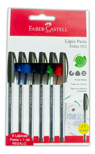 Bolígrafo Trilux Faber-castell 032 M X6 + 1 Bc