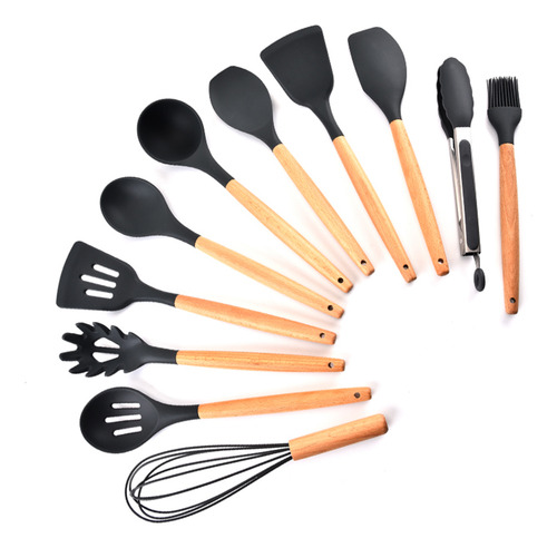 Juego De Utensilios De Cocina De Silicona Con Mango De Mader
