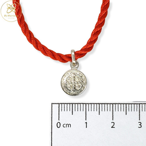Imagen 6 de 8 de Pulsera Plata Hilo Seda Rojo Con Dije San Benito