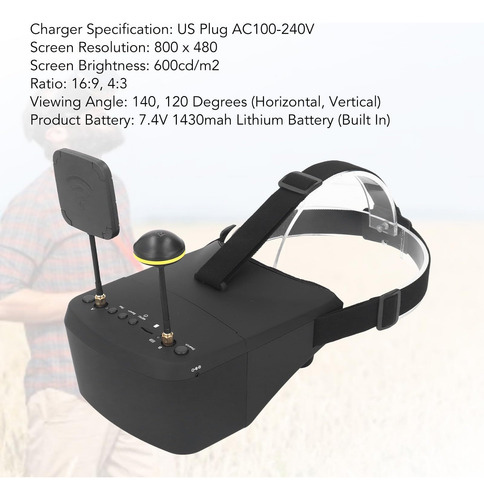 Gafas Fpv Con Dvr 40ch 5'' Para Fpv Quadcopter Drones 5.8ghz