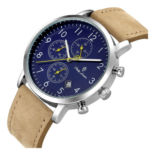 Relógio Masculino Pl Agent 007 Azul Caramelo 42mm Esportivo Bisel Prateado