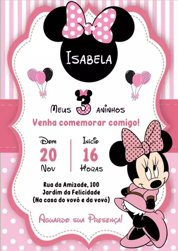 Convite Digital de Aniversário Minnie para Whatsapp