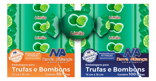 Embalagem Para Trufa E Bombom 15x16 Cores E Sabores C/50 Un Cor Limão Desenho Impresso Limão