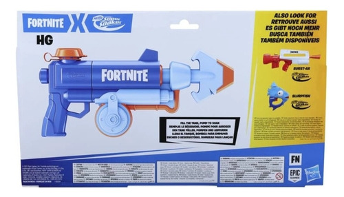 Nerf Fornite Hg Lanzador De Agua Azul Acero
