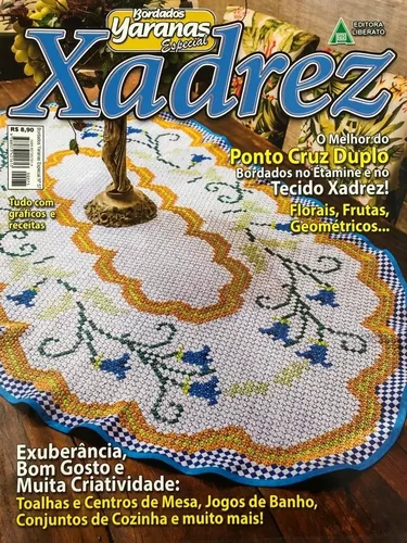 Bordados Xadrez Yananas Ponto Cruz Duplo 3 Revistas Gráficos