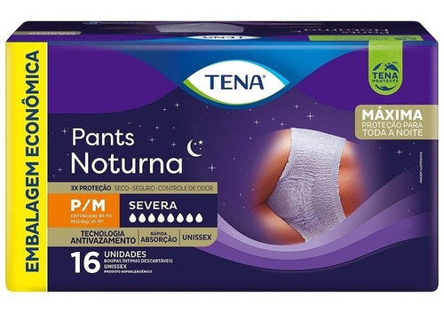 Fralda Vestir Tena Pant´s Noturna Severa C/16 Unid.