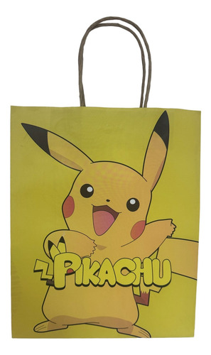 Pack 12 Bolsas De Papel De Cumpleaños Pikachu 32*22