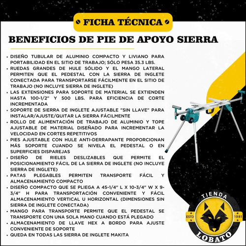 Pie Apoyo Soporte Para Ingletadoras Varias Makita Wst06