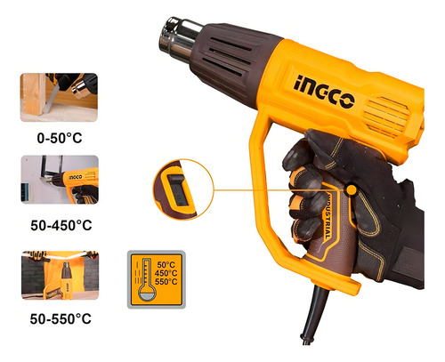 Pistola De Calor 2000w Hg200078 Ingco Con Accesorios Color A