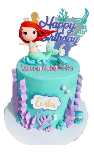 Cake Topper Sirena Sirenita Ariel Familia Pasta Francesa