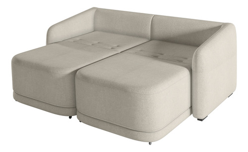 Sofá Cama para Sala de Estar 2 Lugares 196cm Montserrat K01 Bouclê Bege