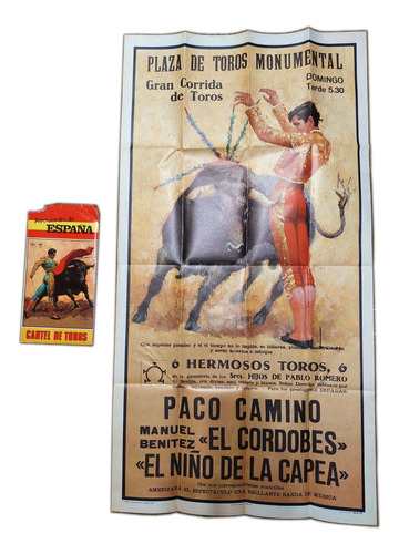 Antiguo Poster Afiche Corrida Plaza Toros Barcelona 105x55cm