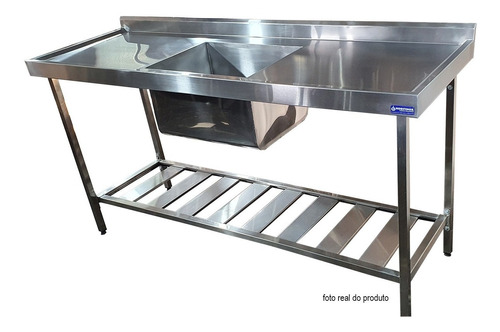 Pia Industrial Aço Inox 120cm X 60cm X 90cm + Cuba 50x40x30