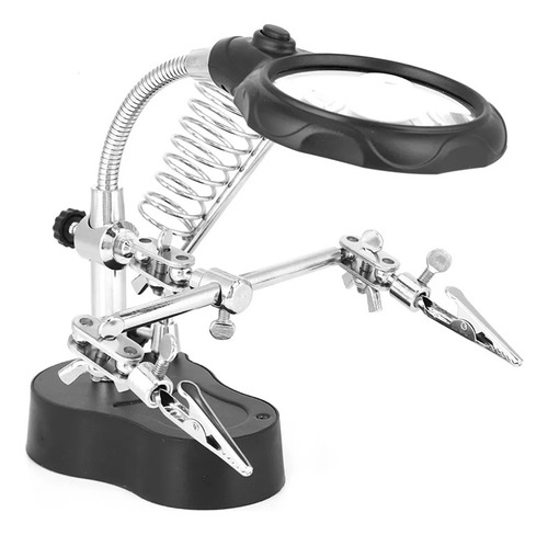 Lupa Para Soldar Atril De Base Con Pinzas Y Luz Led 3.5/12x