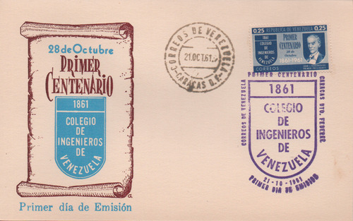 Tarjeta Postal Scott 801 Con Sobre Colegio De Ingenieros