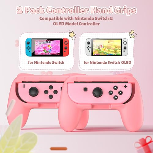 Fastsnail Grips Pack Para Nintendo Switch Joy-con Rosa