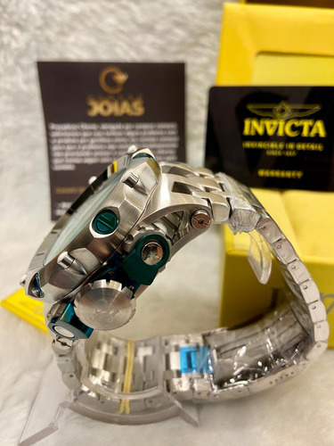 Relógio De Pulso Invicta Venon Hybrid 27788 Com Corria De Aço Inoxidável Cor Prateado - Fondo Verde