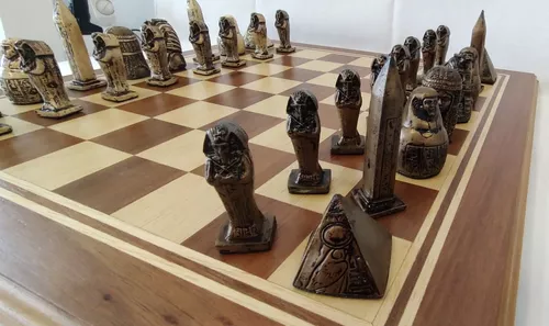 Tabuleiro de xadrez Plano Marchetado Madeira Nobre 46x46cm