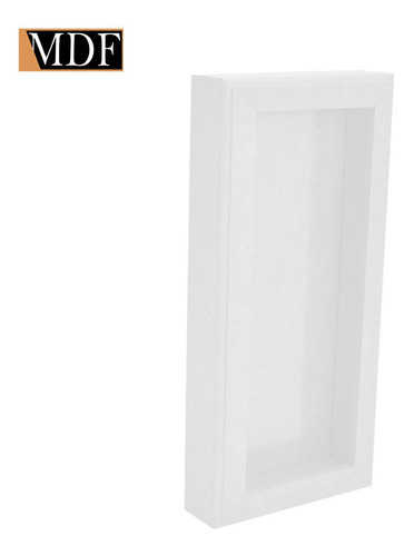 Quadro Scrapbook 26x11x4 Com Vidro Madeira Mdf Pintado Cor Branco