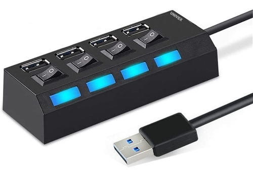 Hub Usb Multiplicador 4 Puertos Usb Con Teclas Y Leds Azules