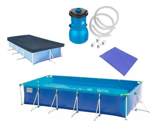 Piscina 6200 Litros Premium+capa+forro+ Bomba 3028l/h 110v