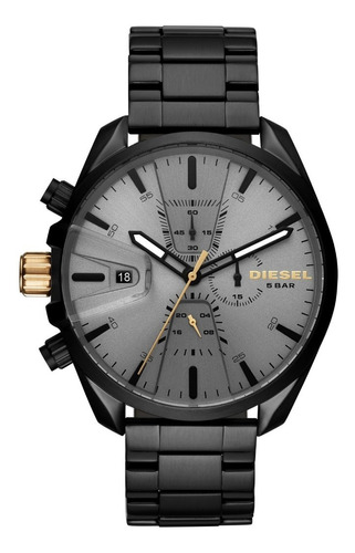Reloj de pulsera Diesel DZ4474 de cuerpo color gris, análogo, para hombre, con correa de acero inoxidable color gris oscuro y mariposa