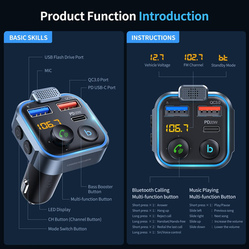 Bluetooth Receptor Autos Accesorios Autos Carga Tipo C