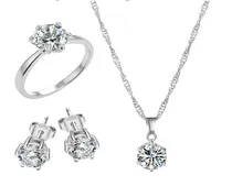Comprar Set De Joyas Anillo De Compromiso + Collar + Aretes Plata