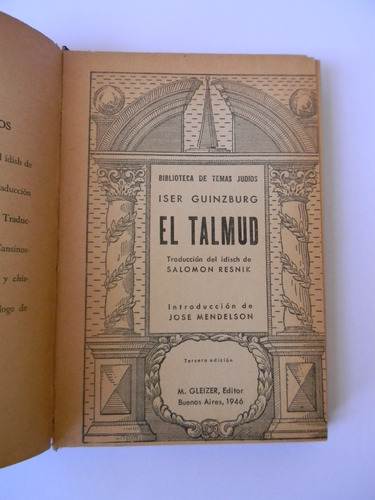 El Talmud Iser Guinzburg 1946 Trad. Salomón Resnik