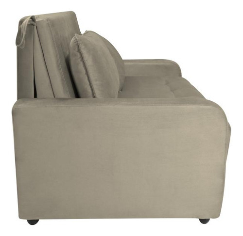 Sofá Cama Para Sala De Estar Amora New Veludo Matrix Cor Cappuccino