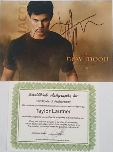 Foto Autografiad Taylor Lautner Certificad Worldwidautograph