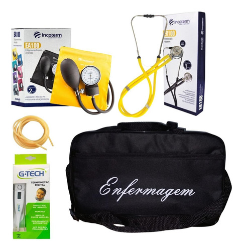 Kit De Enfermagem Esteto Aparelho De Pressão Amarelo