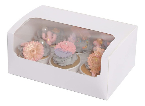 Yotruth 50 Paquetes De Cajas Para Cupcakes Para Seis Soporte