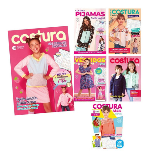 Revista Costura Infantil Con Moldes Tamaño Real Pack De 6