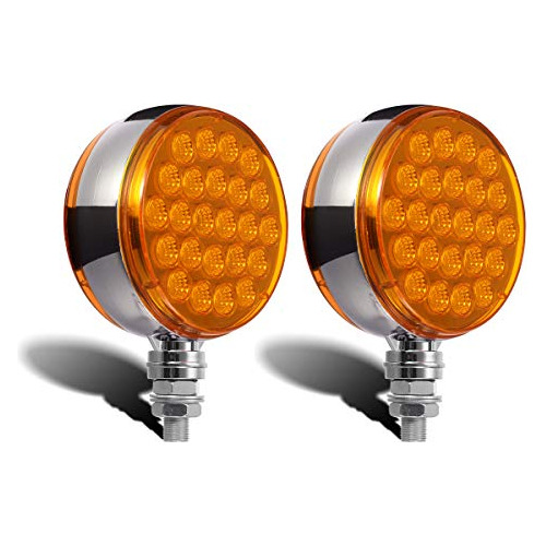 2 Piezas Redondas De Doble Cara Ámbar 48led Pedestal G...