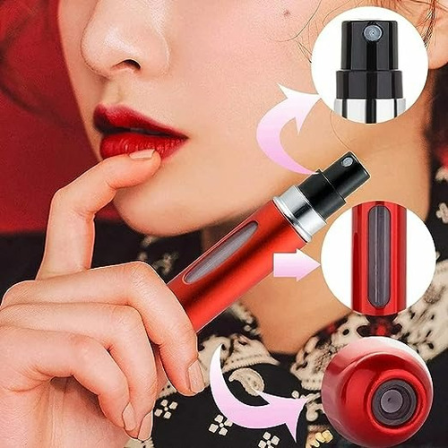 2 Mini Atomizador Para Perfume Recargable Capsula Viaje Rojo