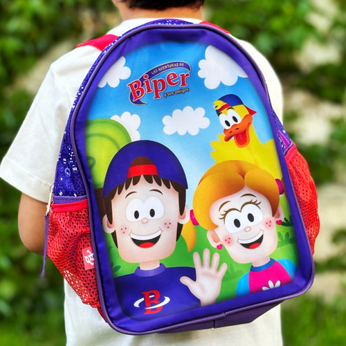 Mochila Infantil Biper Patito Juan Prescolar Jardin Espalda Color Violeta Oscuro Diseño De La Tela Estampado