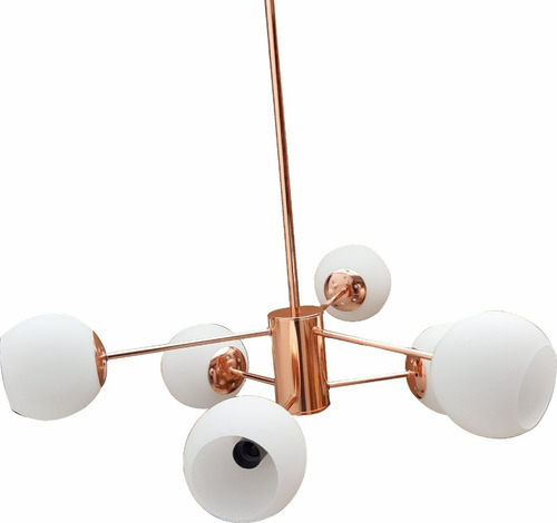 Imagen 4 de 9 de Lampara De Techo Decorativa Cobrizada 6 Brazos. Éxito Corp