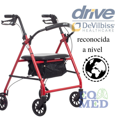 Andadera Ortopedica Rollator Adulto Con Asiento Color Roja
