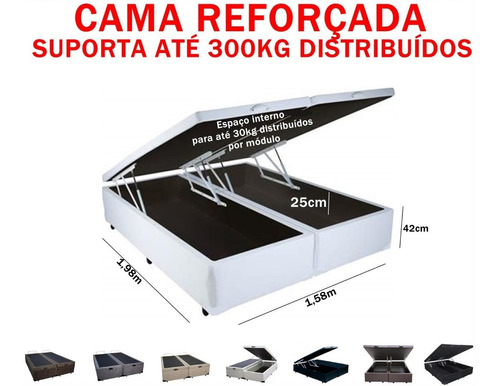 Cama Box Baú Queen Reforçada Fabricação Própria Cor Corino Branco