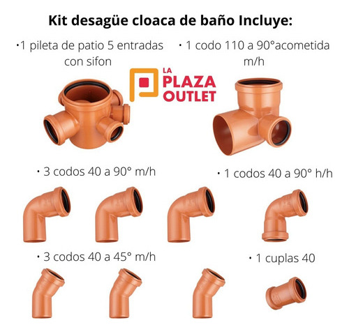 Kit Desagüe Cloacal Para Baño S/ Caños Oferta