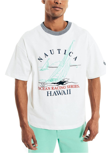 Nautica Camiseta Reedición Ocean Racing Para Hombre, Blanco,