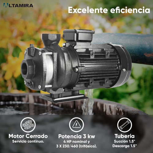 Motobomba Multietapas Horizontal Altamira Scala200-2/3234 / 4 Hp 3kw De Potencia Y 3 X 230/460 (trifásico) / Motobomba Multietapas De Superficie Para Agua Limpia