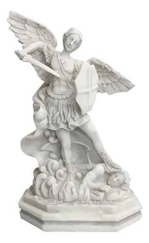 Imagen del arcángel San Miguel de mármol blanco de 22 cm