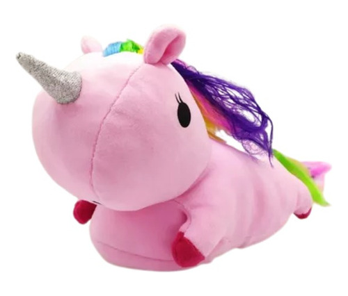 Pantuflas Unicornio Peluche Adulto Rosa Adolescente 